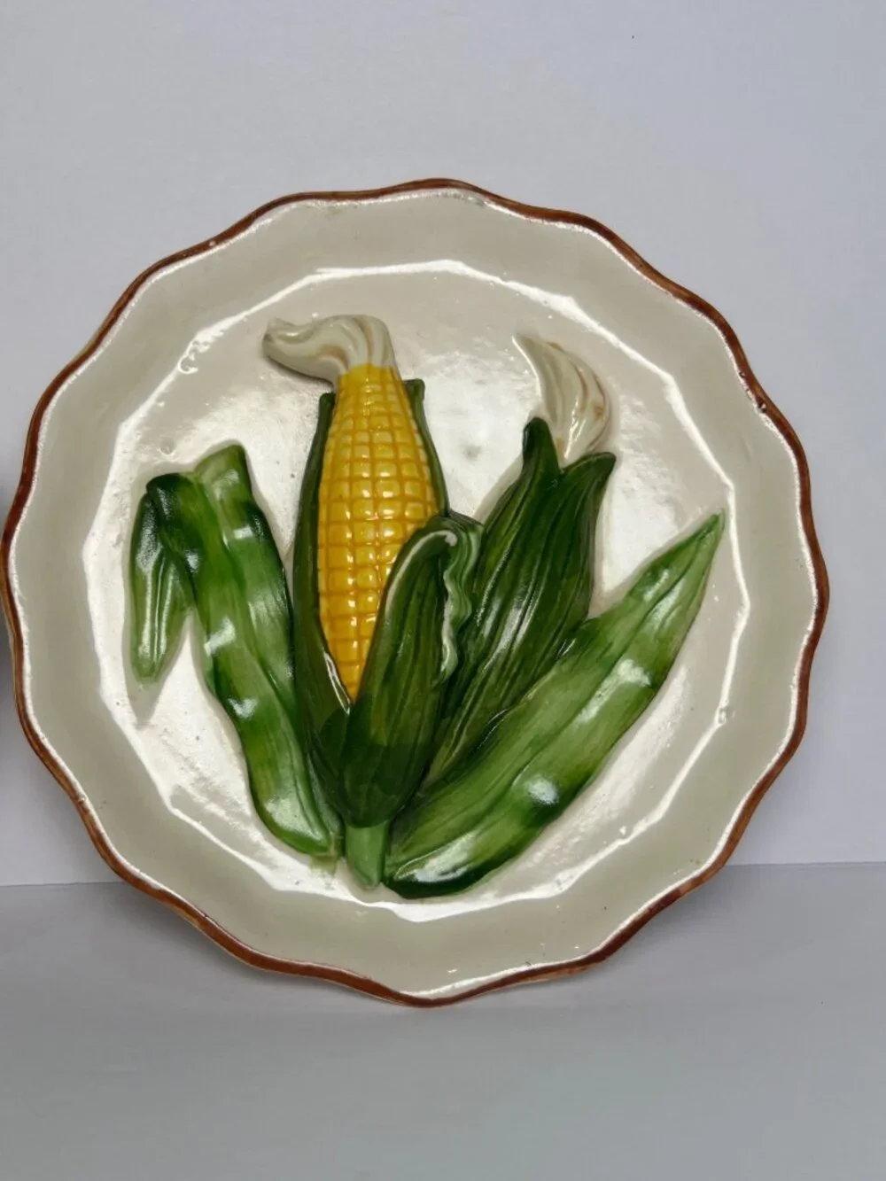 VTG Ceramic Corn Wall Plates Set of 2 Made In Japan Collectible Farmhouse